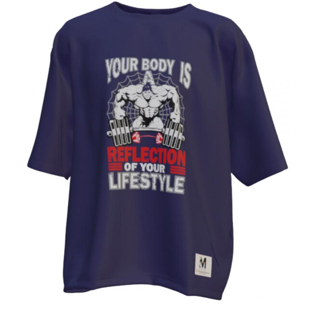  Oversized Gym and Fitness T-Shirt, 100% Cotton